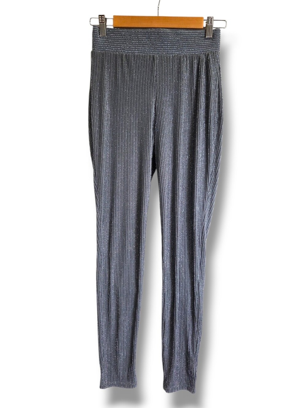 Forever 21 Metallic Ribbed Gray Leggings Size Small